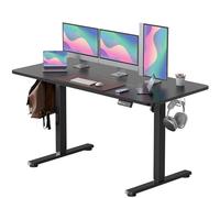 VOSATRON Escritorio eléctrico regulable en altura 160 x 60 cm, altura regulable con control de memoria y tecnología anticolisión, ruedas, tablero de empalme, marco negro/tablero de mesa negro