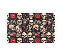VOSERY Alfombra de baño de 76,2 x 50,8 cm, suave, absorbente, antideslizante, lavable a máquina, alfombrilla de baño con diseño de calavera de rock