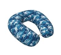 VOSERY Almohada de viaje de espuma viscoelástica con ondas de agua marina, cómoda almohada de cuello de viaje en forma de U, almohada de cuello de viaje para dormir, viajes en avión, coche, hogar