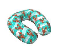 VOSERY Almohada de viaje de espuma viscoelástica con ondas turquesas, cómoda almohada de cuello en forma de U, almohada de cuello de viaje para dormir, viajes en avión, coche, hogar, oficina