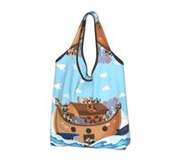 VOSERY Animals On Noah'S Ark - Bolsas de compras reutilizables para comestibles, bolsa plegable con asas, Negro -, 3 PCS