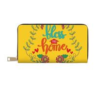 VOSERY Billetera de cuero para mujer, billetera plegable para múltiples tarjetas, cartera larga para mujer Bless This Home