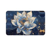 VOSERY Blue Golden Dream Lotus - Alfombra de baño de 30 x 20 pulgadas, suave, absorbente, antideslizante, lavable a máquina, alfombra de ducha para baño