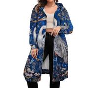 VOSERY Blue Heron Floral Garden - Sudaderas con capucha y cremallera para mujer, de manga larga, chaquetas elegantes para mujer, Style-36, S
