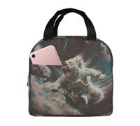 VOSERY Bolsa de almuerzo, lonchera para mujeres, hombres y adultos, astronauta oso polar rugido, bolsa de almuerzo aislada, a prueba de fugas, reutilizable, gran capacidad, bolsa de almuerzo para el