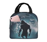 VOSERY Bolsa de almuerzo para hombre y mujer, con aislamiento de Moon Wolf Warrior, a prueba de fugas, gran capacidad, bolsa de almuerzo para el trabajo, oficina, pícnic, viajes