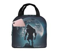 VOSERY Bolsa de almuerzo para hombre y mujer, con aislamiento de Moon Wolf Warrior, a prueba de fugas, reutilizable, de gran capacidad, para el trabajo, la oficina, pícnic, viajes
