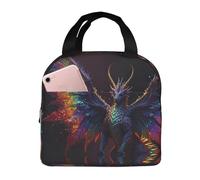 VOSERY Bolsa de almuerzo para mujeres y hombres, diseño de dragón majestuoso con alas de arco iris, bolsa de almuerzo aislada, bolsa refrigeradora, a prueba de fugas, reutilizable, de gran capacidad