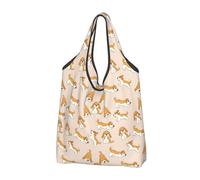 VOSERY Bolsa de la compra reutilizable con diseño de perro beagle, bolsa de la compra plegable con asas, Negro , talla única