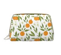 VOSERY Bolsa de maquillaje, bolsas de cosméticos de viaje para mujer, organizador de bolsa de maquillaje de gran capacidad, bolsa de maquillaje de hojas naranjas fragantes, bonita bolsa de maquillaje