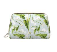 VOSERY Bolsa de maquillaje, bolsas de cosméticos de viaje para mujer, organizador de bolsa de maquillaje de gran capacidad, bolsa de maquillaje de flores de lirio de cala, bolsa de maquillaje azul