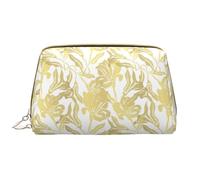 VOSERY Bolsa de maquillaje, bolsas de cosméticos de viaje para mujer, organizador de bolsa de maquillaje de gran capacidad, bolsa de maquillaje de flores de lirio de cala doradas, bonita bolsa de