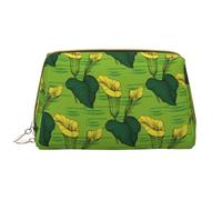 VOSERY Bolsa de maquillaje, bolsas de cosméticos de viaje para mujer, organizador de bolsa de maquillaje de gran capacidad, bolsa de maquillaje de flores de lirio de cala, bolsa de maquillaje verde