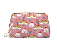 VOSERY Bolsa de maquillaje, bolsas de cosméticos de viaje para mujer, organizador de bolsa de maquillaje de gran capacidad, bonita bolsa de maquillaje de pollo, arco iris, flor, amor, bolsa de