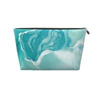 VOSERY Bolsa de maquillaje de cuero, bolsa de cosméticos, bolsa de aseo de viaje para mujer, color verde azulado, turquesa, 1 bolsa de maquillaje, bonita bolsa de maquillaje, bolsa de maquillaje