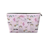VOSERY Bolsa de maquillaje de cuero, bolsa de cosméticos, bolsa de aseo de viaje para mujer, organizador de bolsa de maquillaje sin llama, bonita bolsa de maquillaje, bolsa de maquillaje impermeable