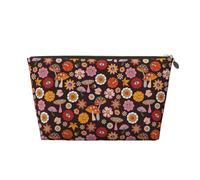 VOSERY Bolsa de maquillaje de cuero, bolsas de cosméticos, neceser de viaje para mujeres, bolsa de maquillaje retro hippie de los años 70, bonita bolsa de maquillaje, bolsa de maquillaje impermeable