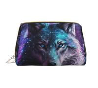 VOSERY Bolsa de maquillaje, neceser de cosméticos, bolsa de aseo de viaje para mujer, cielo, violeta, lobo, bolsa de maquillaje, gran capacidad, bolsa de maquillaje, organizador, bonita bolsa de