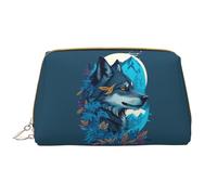 VOSERY Bolsa de maquillaje, neceser de cosméticos, bolsa de aseo de viaje para mujer, iceberg azul, hoja, lobo, bolsa de maquillaje, gran capacidad, bolsa de maquillaje, organizador, bolsa de