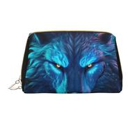 VOSERY Bolsa de maquillaje, neceser de cosméticos, neceser de viaje para mujer, lobo luz azul futurista, bolsa de maquillaje, gran capacidad, bolsa de maquillaje, organizador, bonita bolsa de
