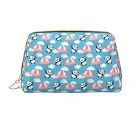 VOSERY Bolsa de maquillaje, neceser de viaje para mujer, organizador de gran capacidad, bolsa de maquillaje de panda volando en el cielo, bonita bolsa de maquillaje, estuche de maquillaje de cuero
