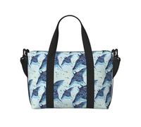 Vosery Bolsa de viaje de viaje para fin de semana, bolsa de mano para mujeres y hombres, Stingray Fish Cool Blue Shoulder Sport Gym Bolsa de equipaje para artículos personales, bolsa de viaje