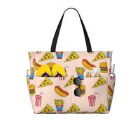 VOSERY - Bolsas de playa grandes impermeables a prueba de arena, para hamburguesas, pizza, coque, lindas bolsas de playa para mujeres con cierre