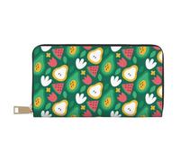 VOSERY Cartera de piel para mujer, billetera plegable para múltiples tarjetas, bonita cartera de aguacate y flor de sandía para mujer, cartera larga