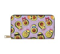 VOSERY Cartera de piel para mujer, billetera plegable para múltiples tarjetas, bonita flor de aguacate, cartera larga para mujer