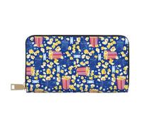 VOSERY Cartera de piel para mujer, billetera plegable para múltiples tarjetas, bonitas palomitas de maíz n.º 1001, cartera larga