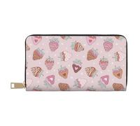 VOSERY Cartera de piel para mujer, billetera plegable para múltiples tarjetas, deliciosas carteras de chocolate y fresa para mujer, bolso largo