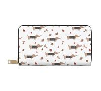 VOSERY Cartera de piel para mujer, billetera plegable para múltiples tarjetas, perro salchicha n.º 1001, cartera larga
