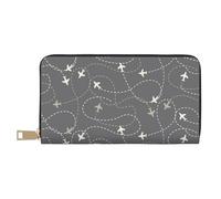VOSERY Cartera de piel para mujer, billetera plegable para múltiples tarjetas, rutas de avión alrededor del mundo, cartera larga para mujer