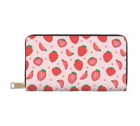 VOSERY Cartera de piel para mujer, cartera plegable para múltiples tarjetas, bonita cartera para amantes del cielo estrellado de fresa, cartera larga