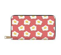 VOSERY Cartera de piel para mujer, cartera plegable para múltiples tarjetas, deliciosas carteras de huevo frito para mujer, cartera larga