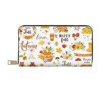 VOSERY Cartera para mujer, cartera de cuero plegable para múltiples tarjetas, Hello Fall Is Here, carteras para mujer, cartera larga