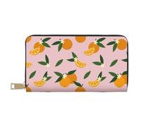 VOSERY Cartera para mujer, de cuero, plegable, con múltiples tarjetas, deliciosas flores naranjas, color rosa, monedero largo