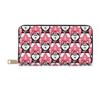 VOSERY Carteras delgadas de cuero para mujeres y hombres, bonita cartera de mano con gorro de Papá Noel divertido de dibujos animados Husky para mujeres y hombres con cremallera