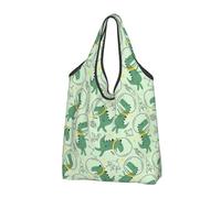 VOSERY Cute Dinosaurs In Space - Bolsas de compras reutilizables para comestibles, bolsa plegable con asas, Negro -, 1 PC