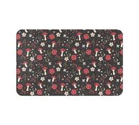 VOSERY Fly Agaric and Flowers - Alfombra de baño de 30 x 20 pulgadas, suave, absorbente, antideslizante, lavable a máquina, alfombra de ducha para baño