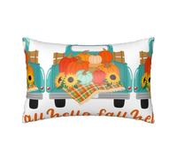 VOSERY Funda de almohada de satén para cabello y piel, fundas de almohada de satén Hello Fall Farm Truck con cremallera, tamaño Queen, fundas de almohada de 20 x 30 pulgadas, similares a las fundas de