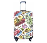 VOSERY Funda de equipaje de viaje - America Landmarks1 funda protectora lavable para equipaje de 18 a 32 pulgadas, Negro, Medium