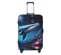 VOSERY Funda de equipaje de viaje, funda lavable para maleta, colorida ballena oceánica, se adapta a equipaje de 18 a 32 pulgadas, Negro -, XL