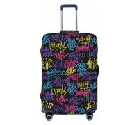 VOSERY Funda de equipaje de viaje, funda lavable para maleta, diseño de graffiti, se adapta a equipaje de 18 a 32 pulgadas, Negro -, L