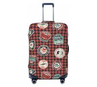 VOSERY Funda para equipaje de viaje, con insignias de aventura de montaña, lavable, para equipaje de 18 a 32 pulgadas, Negro -, L