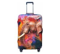 VOSERY Funda para equipaje de viaje, con pinturas al óleo de elefantes, lavable, para equipaje de 18 a 32 pulgadas, Negro, Medium