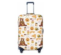 VOSERY Funda para equipaje de viaje, diseño de abeja de miel, colmena, oso, funda lavable para equipaje de 45,7 a 81,28 cm, Negro , small