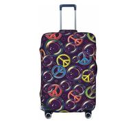 VOSERY Funda para equipaje de viaje, diseño de burbujas de signo de paz, color morado oscuro, lavable, para equipaje de 45,7 a 81,3 cm, Negro -, XL