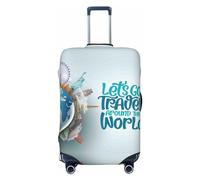 VOSERY Funda para equipaje de viaje, diseño de Let's Go Travel Around the World, lavable, para equipaje de 18 a 32 pulgadas, Negro, Small