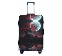 VOSERY Funda para equipaje de viaje, diseño de luna estrellada, árbol rojo, lavable, se adapta a equipaje de 18 a 32 pulgadas, Negro, Small